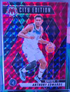 lot 133 image: ANTHONY EDWARDS 2024-25 PANINI MOSAIC CITY EDITION RED REACTIVE