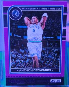 lot 167 image: ANTHONY EDWARDS 2024-25 PANINI NBA HOOPS PURPLE