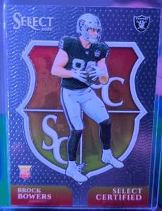 lot 176 image: BROCK BOWERS 2024 PANINI SELECT CERTIFIED ROOKIE CARD