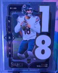 lot 105 image: CALEB WILLIAMS 2024 PANINI SELECT NUMBERS 18 ROOKIE CARD