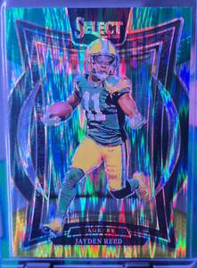 lot 186 image: JAYDEN REED 2024 PANINI SELECT CONCOURSE GREEN & YELLOW PRIZM SHOCK (COLOR MATCH)
