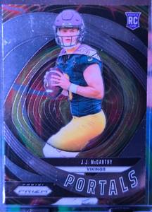 lot 134 image: JJ MCCARTHY 2024 PANINI PRIZM PORTALS ROOKIE CARD