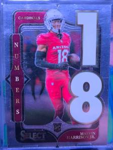 lot 207 image: MARVIN HARRISON JR. 2024 PANINI SELECT NUMBERS 18 ROOKIE CARD