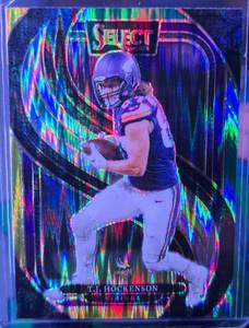 lot 219 image: T.J. HOCKENSON 2024 PANINI SELECT PREMIER LEVEL GREEN & YELLOW PRIZM SHOCK