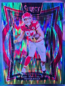 lot 147 image: TRAVIS KELCE 2024 PANINI SELECT CONCOURSE GREEN & YELLOW PRIZM SHOCK