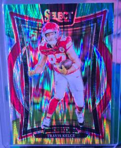 lot 180 image: TRAVIS KELCE 2024 PANINI SELECT CONCOURSE GREEN & YELLOW PRIZM SHOCK