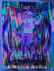 lot 228 image: WILL REICHARD 2024 PANINI SELECT CONCOURSE GREEN & YELLOW PRIZM SHOCK ROOKIE CARD