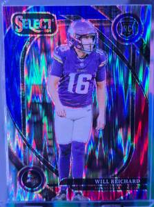 lot 231 image: WILL REICHARD 2024 PANINI SELECT CLUB LEVEL BLUE & RED PRIZM SHOCK ROOKIE CARD