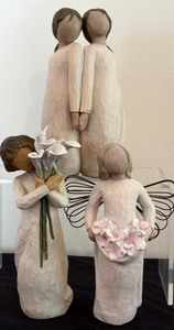 lot 49 image: Three Willow Tree Figurines  Two Alike, Angel of Spring and Beautiful Wishes