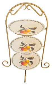 lot 55 image: Three-Tier Plate Holder Display with Plates by Royal Botanic Gardens