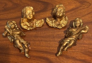 lot 185 image: Vintage Gilded Angel Figurine Wall Hangings
