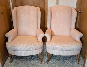 lot 152 image: Pair of Pink Upholstered Armchairs