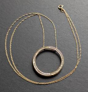 lot 26 image: Delicate 10k Yellow Gold and Diamond Circle Necklace