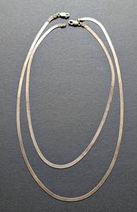 lot 27 image: Pair of Sterling Silver Herringbone Chains