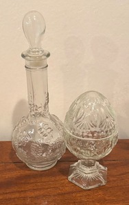 lot 206 image: Crystal Decanter and Decorative Egg Figurine
