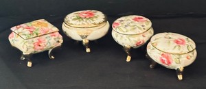 lot 236 image: Four Lovely Little Floral Trinket Boxes