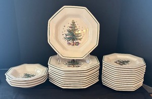 lot 238 image: Festive Nikko Christmastime Classic Collection Dinner Plates, Salad  Dessert Plates and Bowls
