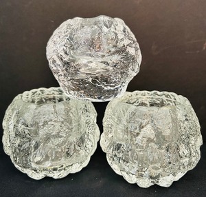 lot 95 image: Trio of Kosta Boda Snowball Votive Candle Holders