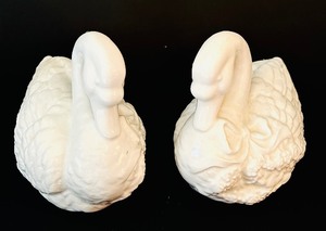 lot 100 image: Pair of White Decorative Ceramic Swan Figurines