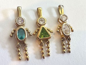 lot 21J image: Set of 3 Sterling Silver and Gold-Tone Gemstone Pendants