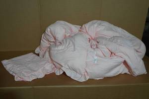 lot 28 image: Pink Ruffle Twin Comforter and Pillowcase