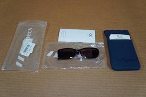 lot 124 image: Le Specs Womens Unreal Quilted Sunglasses - BlackSmoke Tint