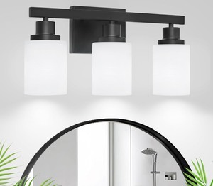 lot 13 image: Matte Black 3-Light Bathroom Vanity Light