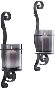 lot 120 image: Dayna B. Vintage Style Black Wall Sconce with Flameless Candles