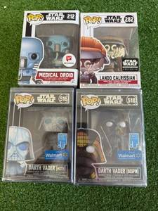 lot 49 image: Funko Pop Star Wars - Medical Droid, Lando Calrisian, & Darth Vader