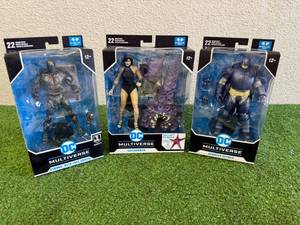 lot 56 image: DC Multiverse Cyborg with Face Shield, Superwoman & Armored Batman