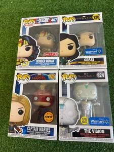 lot 85 image: Funko Pop Wonder Woman, Sersi, Captain Marvel & The Vision