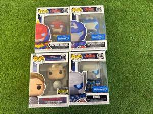 lot 135 image: Funko POP Captain Marvel, Captain America, & Thor