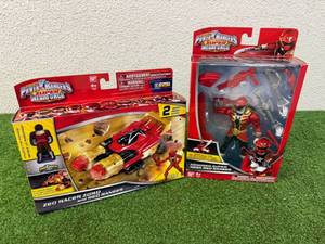 lot 170 image: Power Rangers Super Megaforce Zep Racer Zord and Red Ranger & Armored Super Mega Red Ranger
