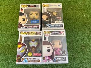 lot 238 image: Funko POP Winter Soldier, Defender Strange, Iron Hammer & Kimberly
