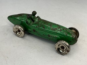 lot 16 image: Cast Iron Two Seater Toy Race Car - Green
