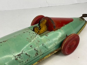 lot 32 image: Buffalo Toys Tin Toy Race Car with Wood Wheels