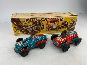 lot 34 image: German Philipp Niedermeier Tandem Wind up Tin Toy Race Cars with Box