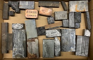 lot 66 image: Lot of Vintage Antique Wood and Metal Printer Blocks