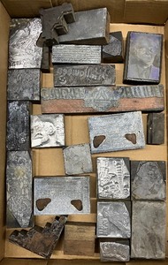 lot 78 image: Lot of Vintage Wood Printer Blocks and Stamps Halloween and Other Subjects
