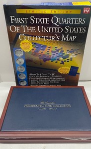 lot 92 image: The Franklin Mint Complete Coin Collection Wood Case and Quarter State Map