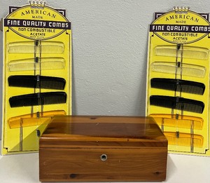 lot 110 image: Lane Cedar Chest Trinket BoxJewelry Box and American Made Comb Display