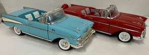 lot 155 image: Lot of Two (2) Ertl Chevy Belair Convertibles Model Cars Red and Blue