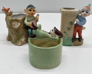 lot 159 image: Lot of 3 Vintage Pixie Elf Planters Bud Vase 4