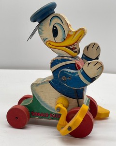 lot 160 image: Fisher-Price Donald Duck pull toy, likely from the 1940s or 1950s