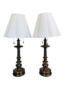 lot 80 image: Two Brass Table Lamps Underwriter Industries