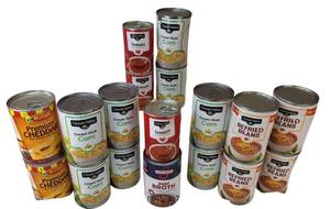 lot 17 image: Pantry Can Goods  Clover Valley and Swanson, Ricos