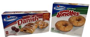 lot 28 image: Hostess  Cherry Cheese Danish & Classic Glazed Jumbo Donettes