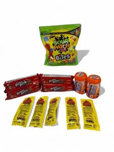 lot 43 image: Variety of Snacks  Sour Patch Kids, Nutter Butter, Mentos & Big Mama pickled sausage