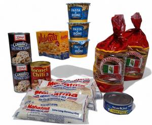 lot 44 image: Pantry Goods  for College   with Libbys, Velveeta, Hormel, Mahatma, LA Banderita & Starkist