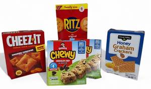 lot 46 image: Cheez-it , Family Size - Ritz, Clover Valley - Honey Graham Crackers, Quaker Chewy - Granola Bars